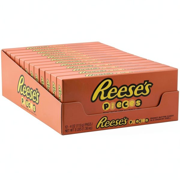 Reese's Pieces Peanut Butter Candy Bulk Case 12 Pack of 4 Ounce Boxes-4